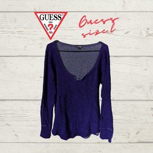 Guess Jeans Deep Scoop Purple Thermal Sweater Size L